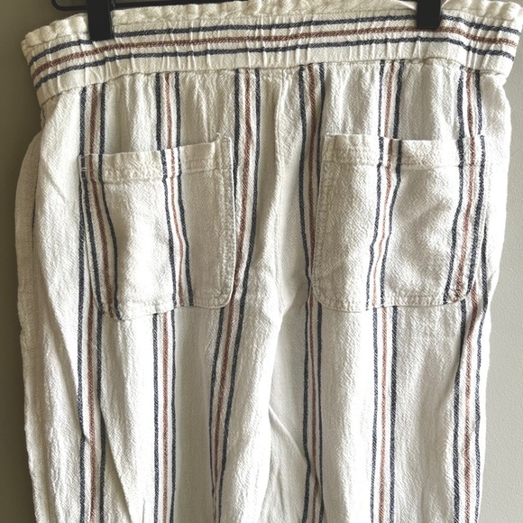 Jolt Striped Shorts Womens L Large Casual Summer Boho Beige Brown Blue Linen - Picture 16 of 16